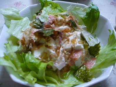 ヘルスィー★豆腐の明太マヨソースサラダの写真