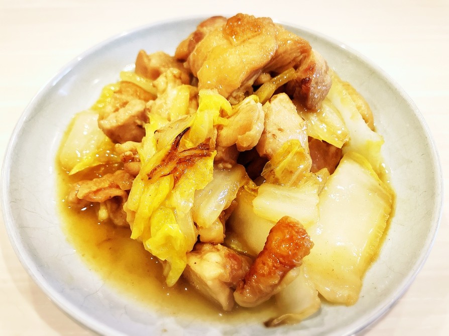 鶏モモ肉と白菜のバター醤油蒸し焼きの画像