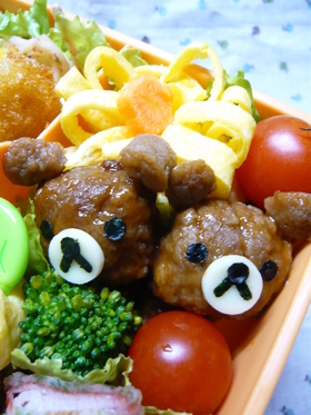 キャラ弁☆ミートボールでリラックマ