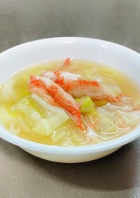 白菜＆安土信長葱＆カニカマの中華スープ