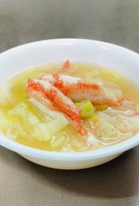 白菜＆安土信長葱＆カニカマの中華スープ