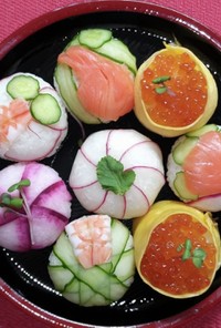 ひな祭り…今年は節約手まり寿司です