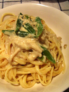 いんげんとえのきのクリームパスタ