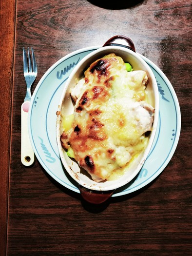根菜とチキンの味噌マヨチーズグリル焼きの写真