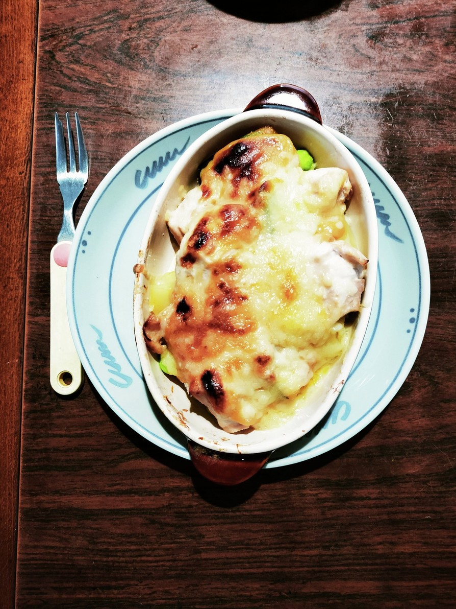 根菜とチキンの味噌マヨチーズグリル焼きの画像