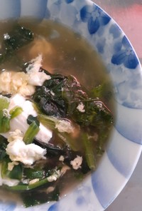 簡単★冷凍ほうれん草と豆腐のかき玉スープ