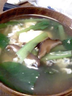 小松菜と卵の簡単スープの画像