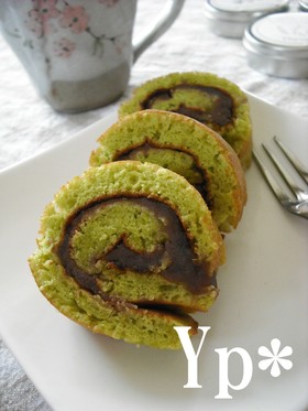 *ホットケーキmixで❀和風あんロール*
