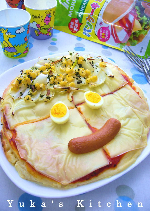 パンケーキミックスのお絵かきピザの画像