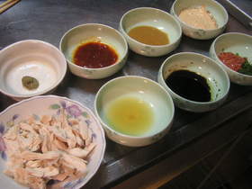 蒸し鶏 味変化