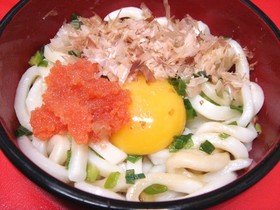 我が家の釜玉うどん♡明太子バター味