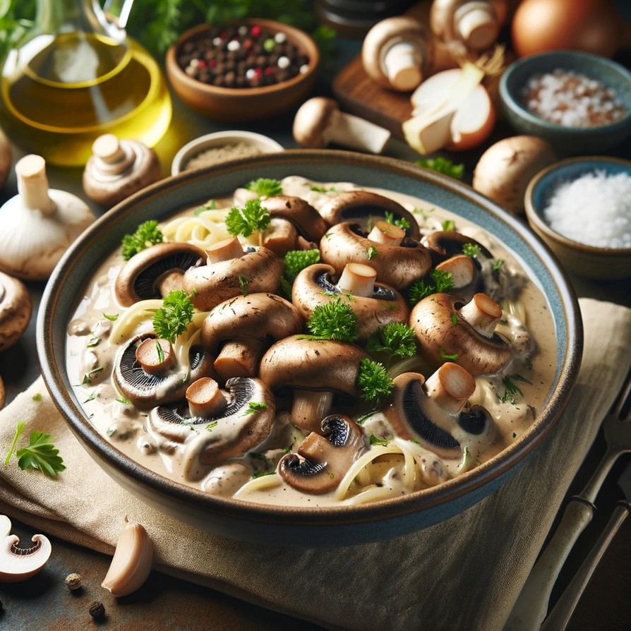 ベジタリアンクロックポットマッシュルームストロガノフのレシピ