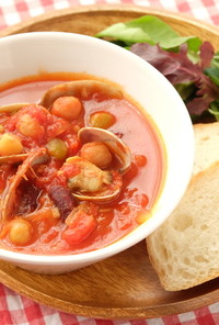 アサリと豆のトマトスープ