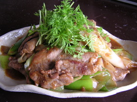 ネギと牛肉のちょい辛炒め
