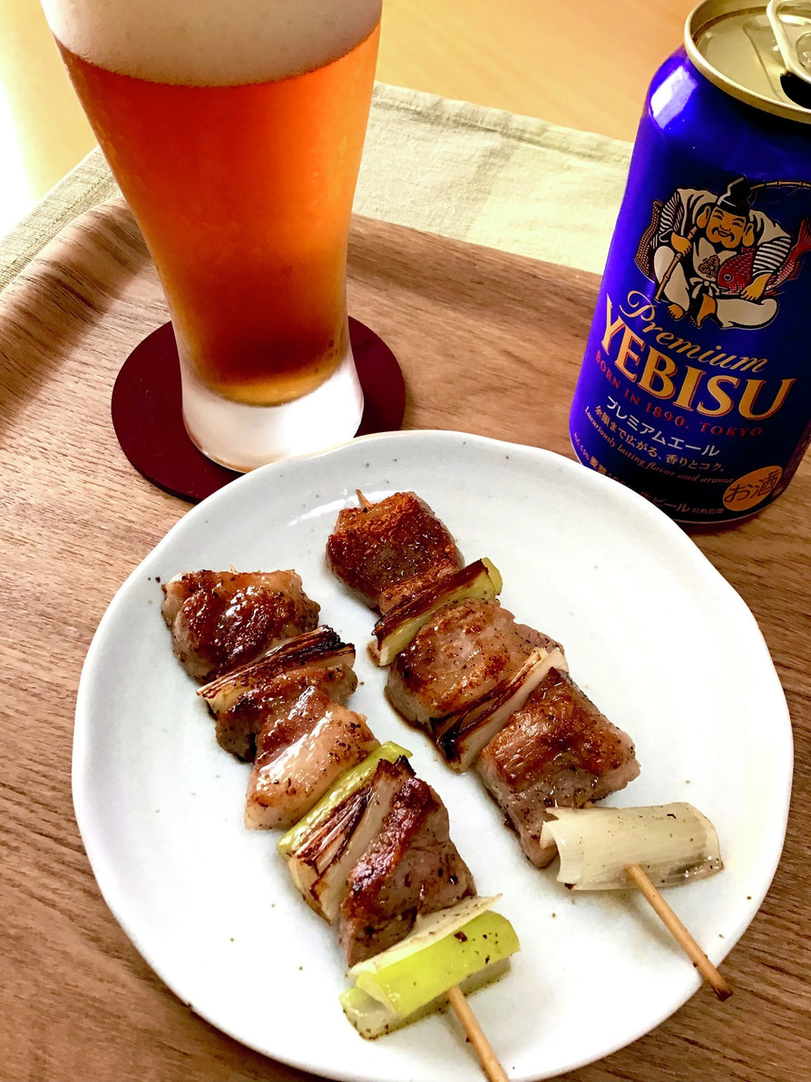 ビールのつまみ/豚串焼きの画像