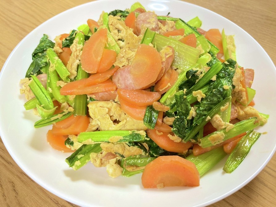 小松菜とウインナーの炒め物の画像