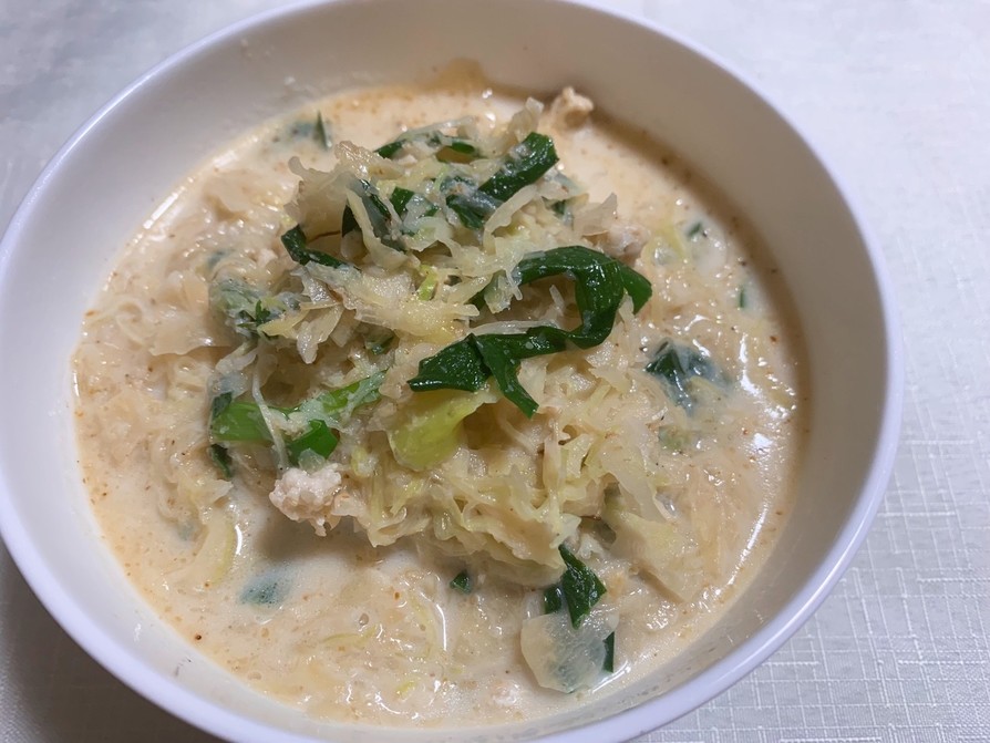 ひき肉とキャベツの牛乳味噌スープ♡の画像