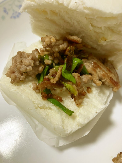 簡単　ひき肉ネギバーガー（台湾風）の写真