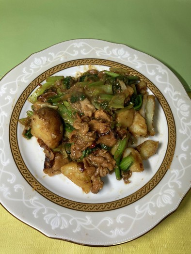 味噌と酒麹で食べる小松菜の豚肉炒めの写真