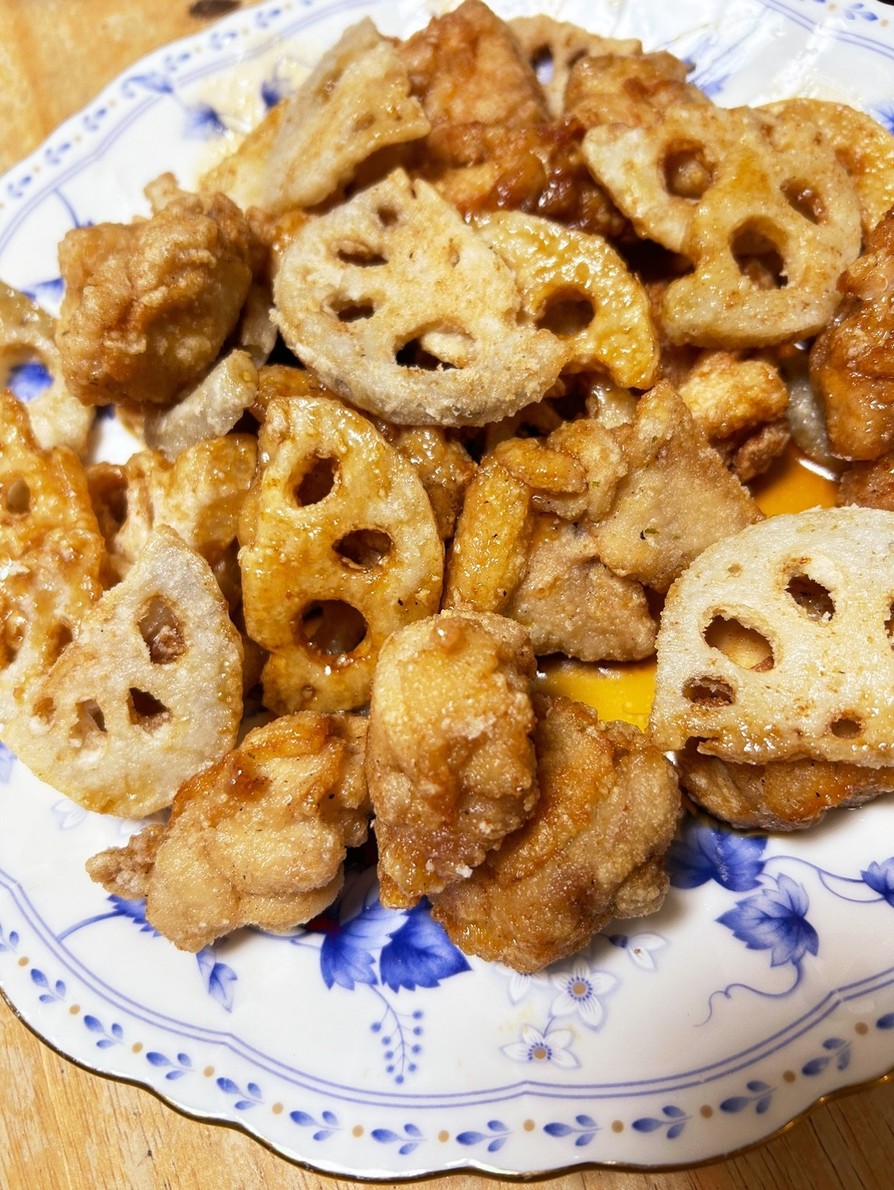 れんこんと鶏からの甘酢和えおゆみ風の画像