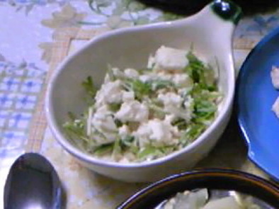 とろーりお豆腐とシャキシャキ水菜サラダ♪の写真
