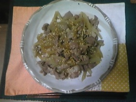 めんつゆヤーコン豚肉炒め♪