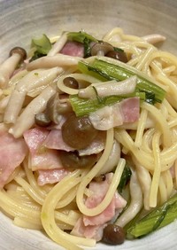 【ホットクック】小松菜ベーコン和風パスタ