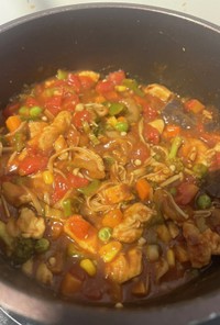 [簡単]トマト缶と野菜と鶏肉の無水カレー