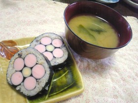 ぶきっちょさんの飾り太巻き〜お花Ver.