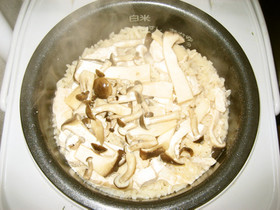 キノコの鶏釜めし