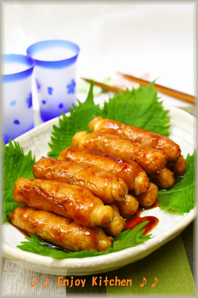 ヘルシー♪豆腐の豚肉巻き甘辛煮