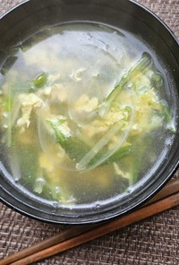 簡単！水菜と新玉ねぎの中華風かき玉汁！