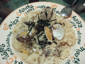 なめたけとあさりの炊き込みご飯