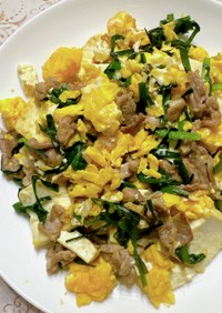 豆腐とニラの卵炒め