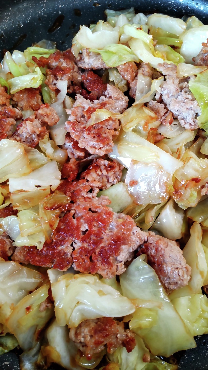 簡単節約本格キャベツ豚ひき肉炒めの画像