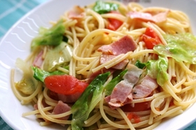 ベーコンレタストマトのスパゲティ