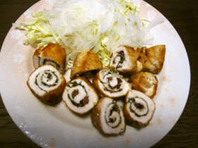 簡単♪ササミと梅しそ巻き焼き