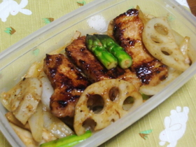 根菜と豚肉の甘辛味噌炒め