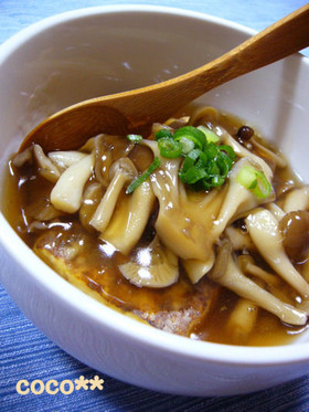 揚げない揚げだし☆焼豆腐のきのこあんかけ