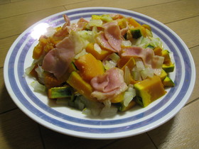 ★かぼちゃとベーコンのドレッシングあえ