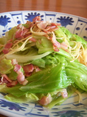 春キャベツとベーコンのスパゲティ