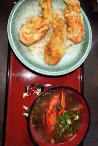 ザリガニ天丼＆ザリガニの味噌汁
