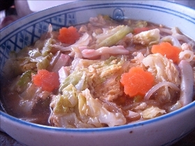 キャベツの卵あんかけスープ焼きそば