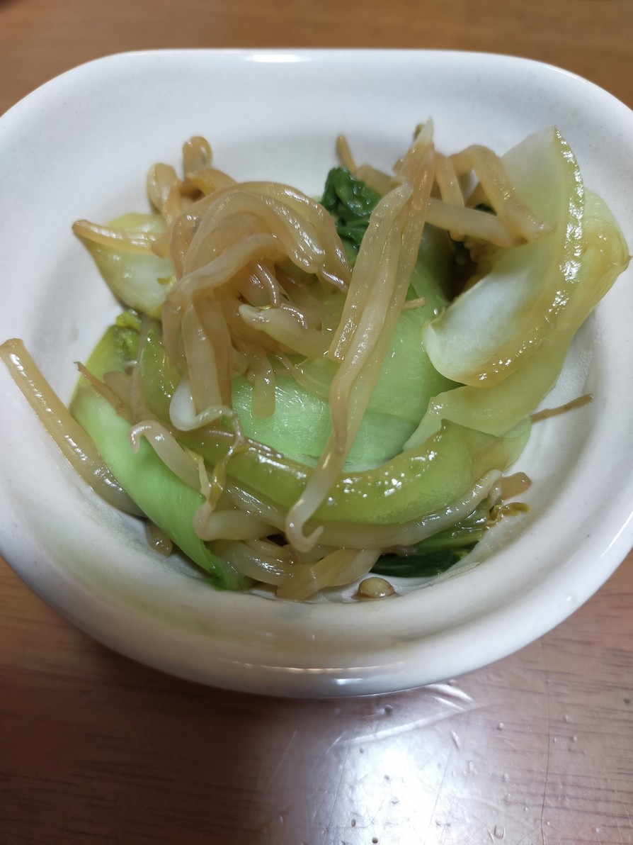 青梗菜とモヤシのオイスターソース炒めの画像