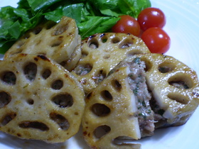 大葉たっぷり 蓮根のはさみ焼き