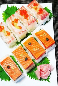 鯛とサーモンの押し寿司