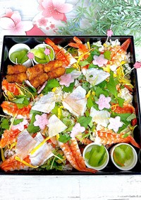 春のお祝いに！小鯛と海老のカラフル寿司