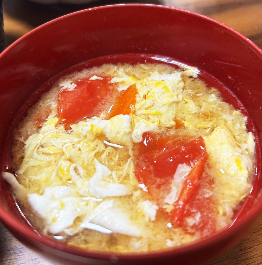 山芋とトマトの醤油麹卵スープ♡の画像