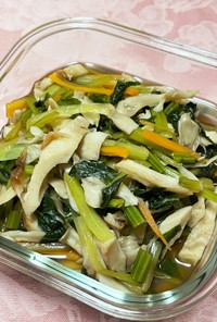 小松菜とキノコ、ちくわの甘辛煮