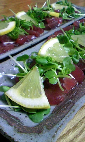 マグロのカルパッチョ♪レバ刺し風
